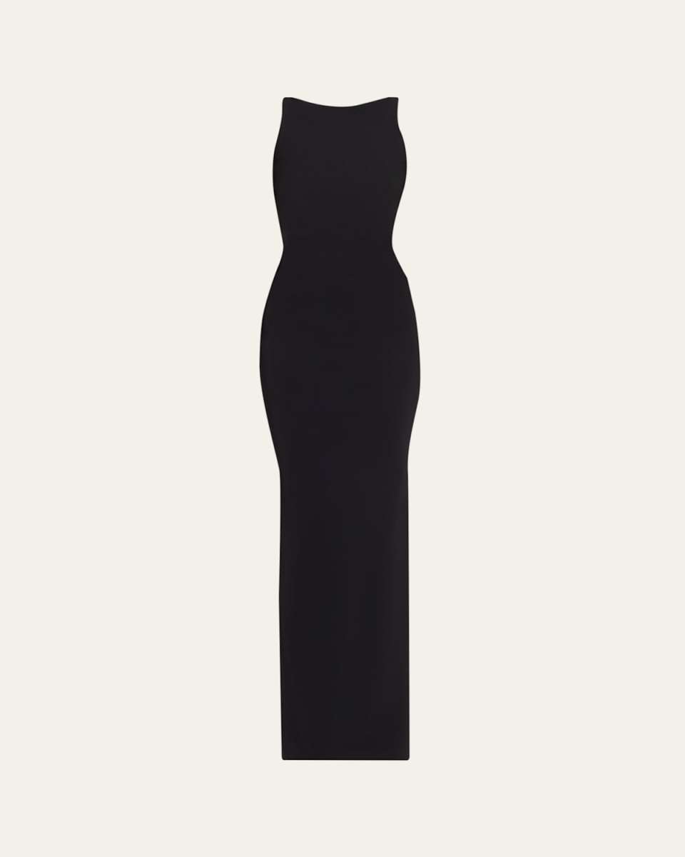 Eman Sleeveless Draped Column Gown
